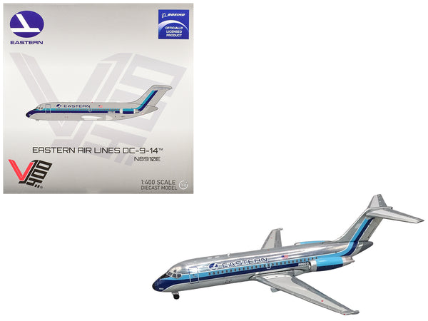 McDonnell Douglas DC-9-14 Commercial Aircraft "Eastern Air Lines" (N8910E) Silver with Blue Stripes 1/400 Diecast Model by V1:400