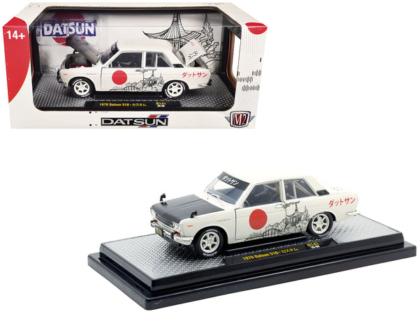 1970 Datsun 510 Light Gray with Japanese Graphics Limited Edition to 4050 pieces Worldwide 1/24 Diecast Model Car by M2 Machines