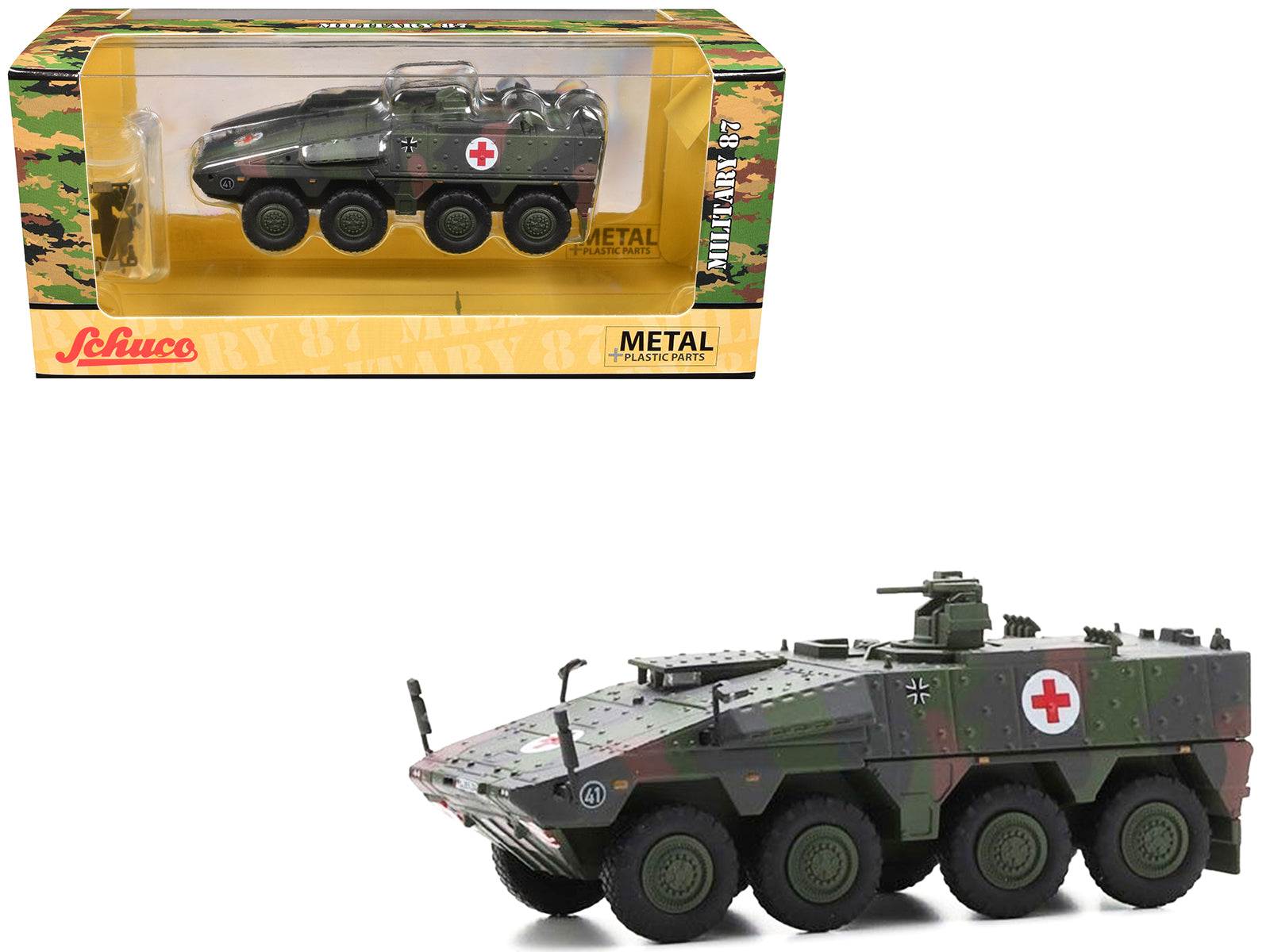 Tpz. Tank Boxer "Medic Unit - German Army" Green Camouflage 1/87 (HO) Scale Diecast Model Car by Schuco