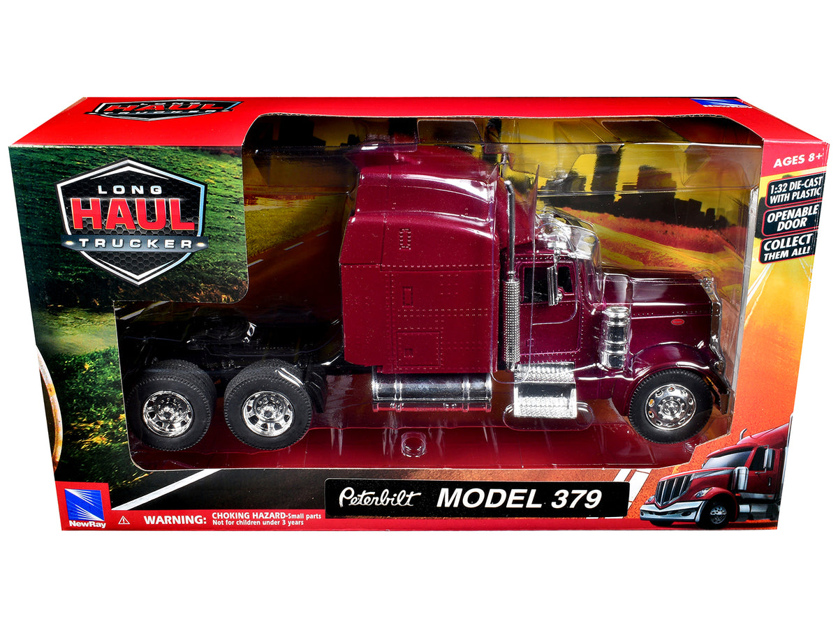 Peterbilt 379 Truck Tractor Burgundy Metallic "Long Haul Trucker" Series 1/32 Diecast Model by New Ray