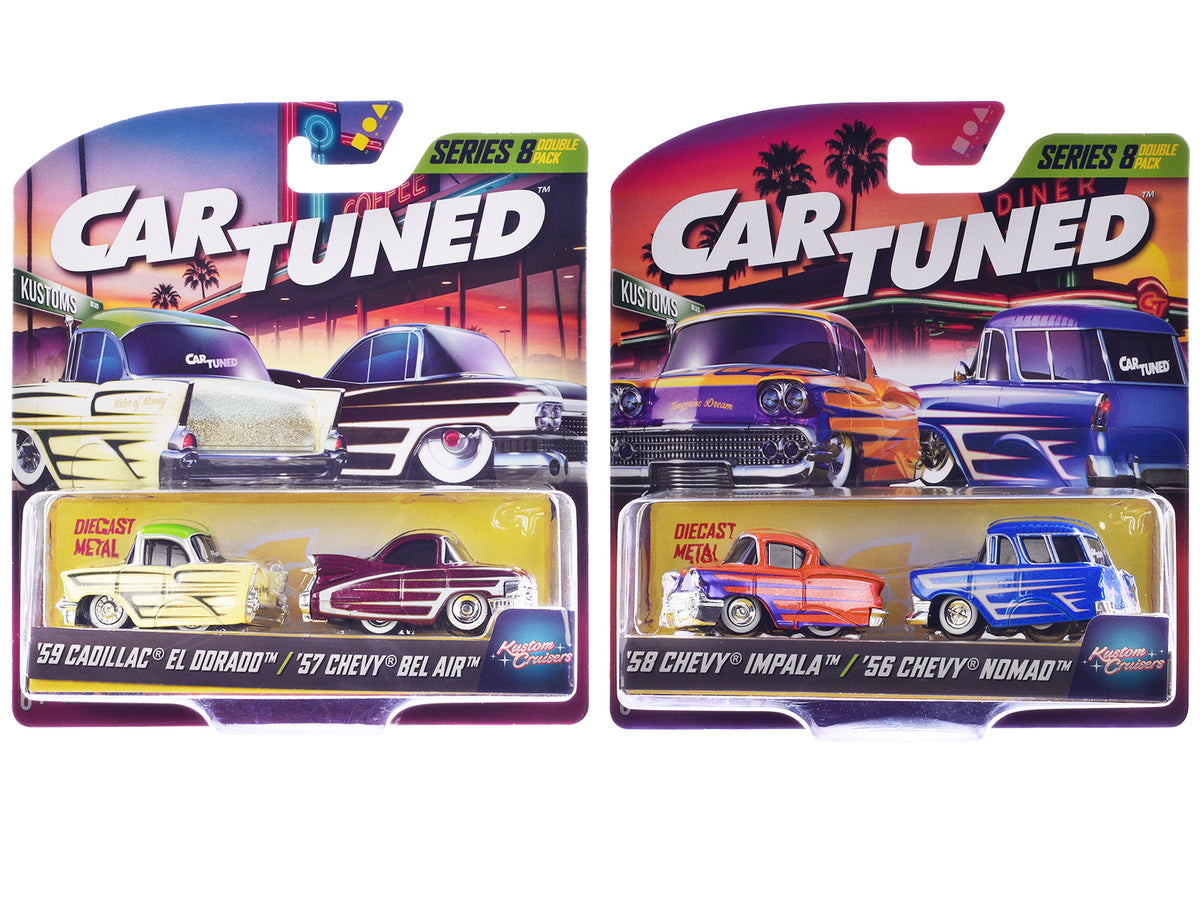 "Kustoms" Double Pack Series 8 Set of 4 Cars Diecast Model Cars by CarTuned