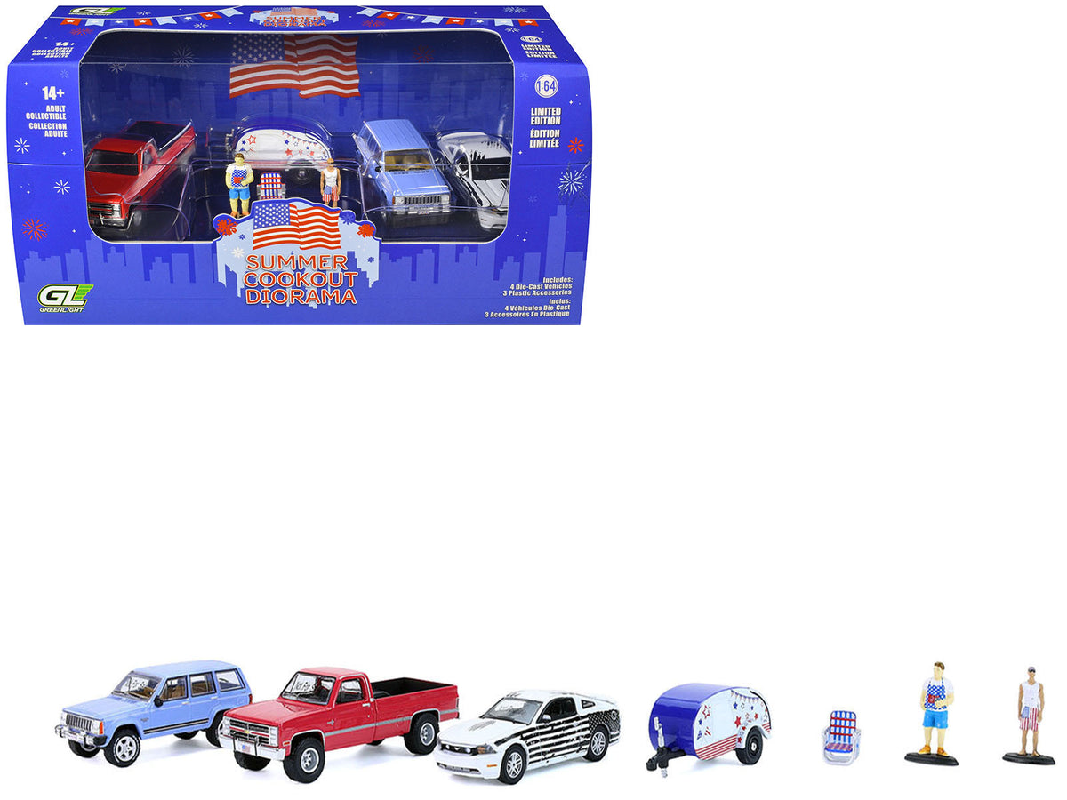 "Summer Cookout Diorama" Set of 7 pieces 1/64 Diecast Model Cars by Greenlight