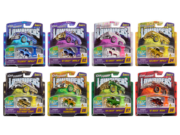 "Lowriders Show Glow" Series 3 Set of 8 Pieces Diecast Model Cars by CarTuned
