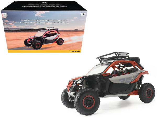 Can-Am Maverick X3 X RS Turbo RR with Roof Rack Chalk Gray and Orange 1/12 Diecast Model by BRP Models