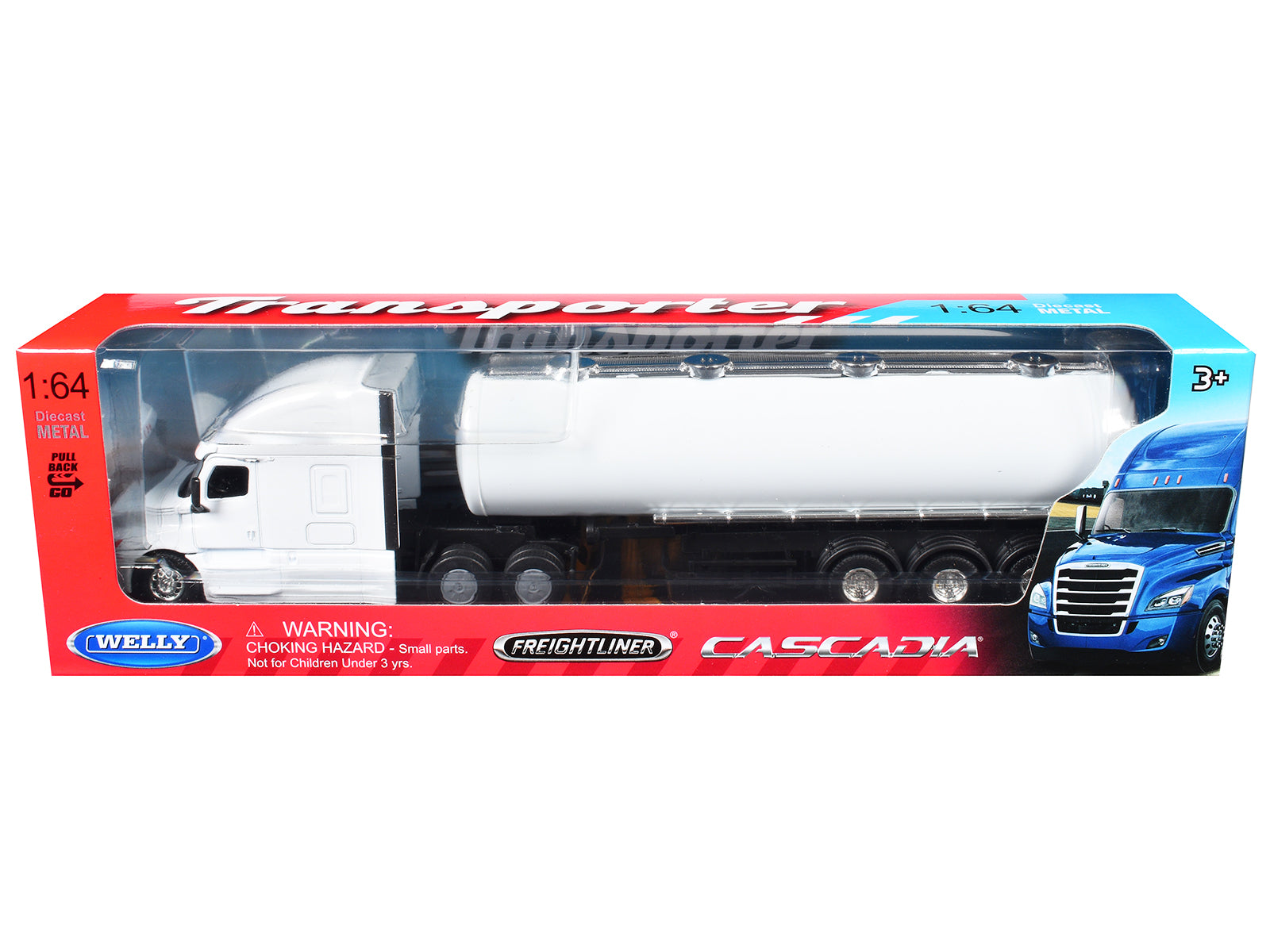 Freightliner Cascadia Oil Tanker Plain White "Transporter" Series 1/64 Diecast Model by Welly