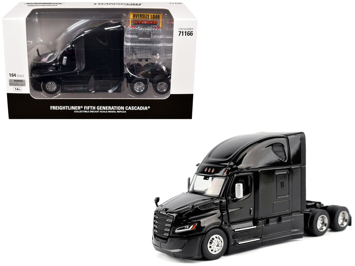 2025 Freightliner Cascadia Gen-5 Sleeper Cab Truck Tractor Night-Shift Black "Transport Series" 1/64 Diecast Model by Diecast Masters