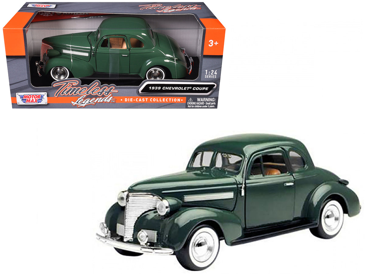 1939 Chevrolet Coupe Green 1/24 Diecast Model Car by Motormax