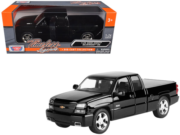 2006 Chevrolet Silverado SS Pickup Truck Black "Timeless Legends" Series 1/25 Diecast Model Car by Motormax