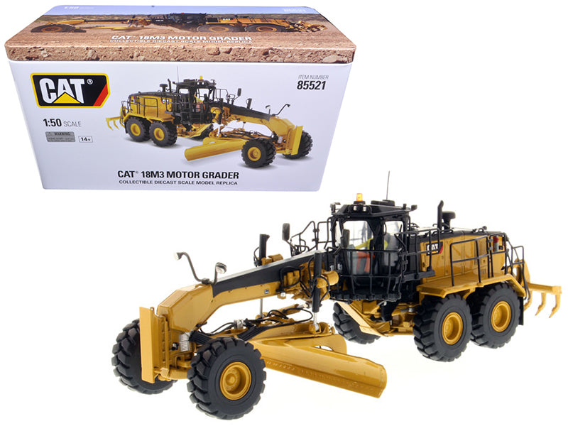 CAT Caterpillar 18M3 Motor Grader with Operator "High Line Series" 1/50 Diecast Model by Diecast Masters