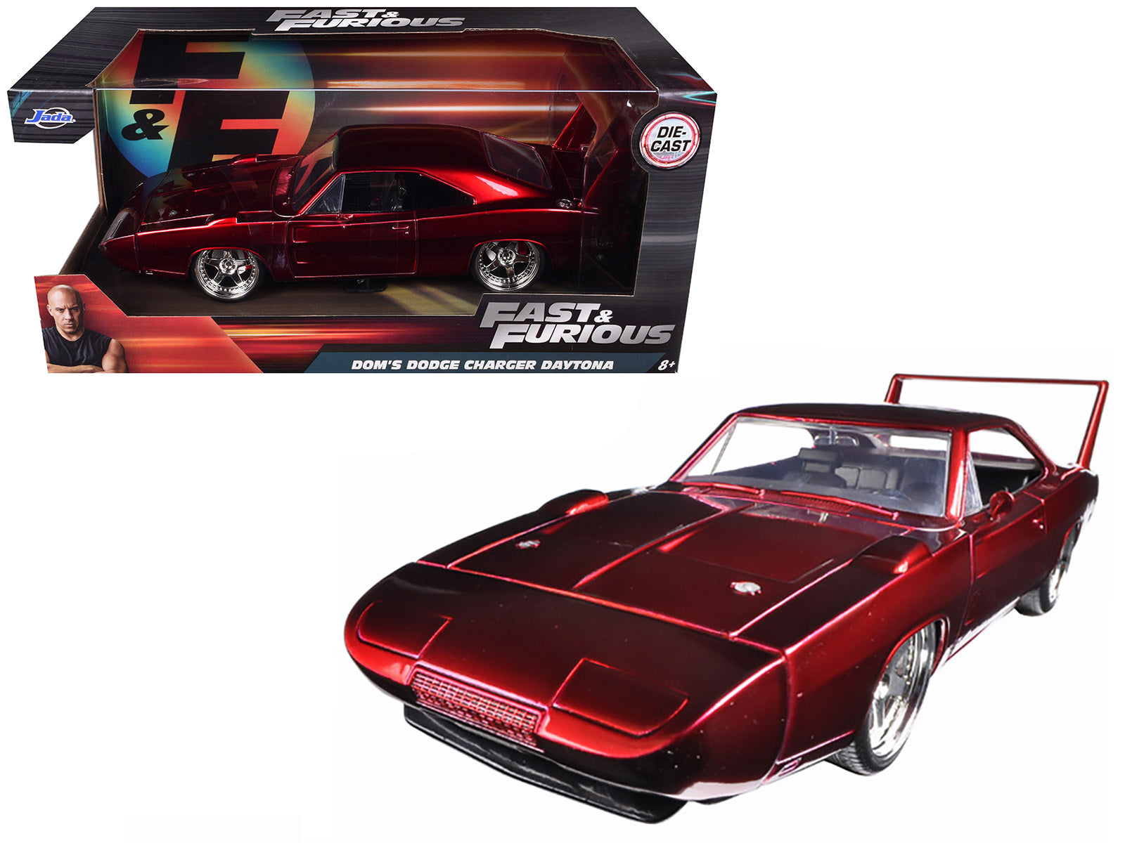1969 Dodge Charger Daytona Red "Fast & Furious 7" (2015) Movie 1/24 Diecast Model Car by Jada
