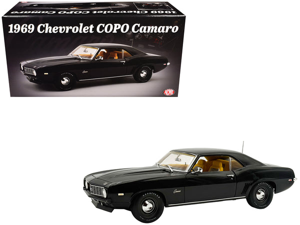 1969 Chevrolet COPO Camaro Tuxedo Black with Yellow Interior Limited Edition to 402 pieces Worldwide 1/18 Diecast Model Car by ACME