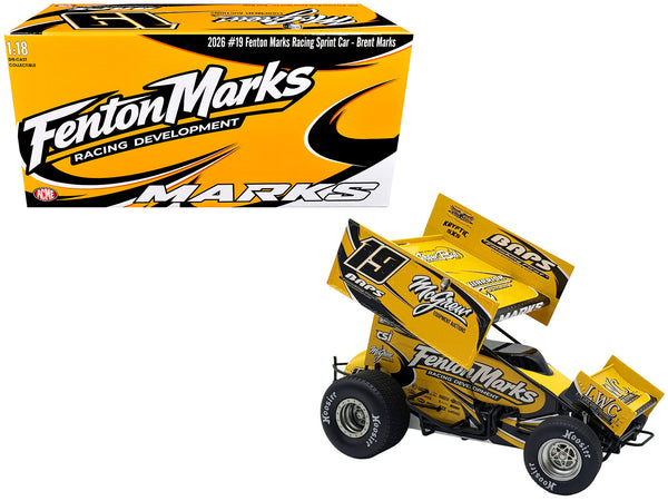Winged Sprint Car #19 Brent Marks "Fenton Marks Racing" (2026) 1/18 Diecast Model Car by ACME