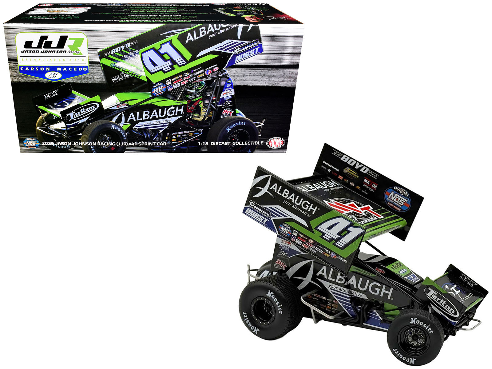 Winged Sprint Car #41 Carson Macedo "Albaugh" Jason Johnson Racing (2026) 1/18 Diecast Model Car by ACME