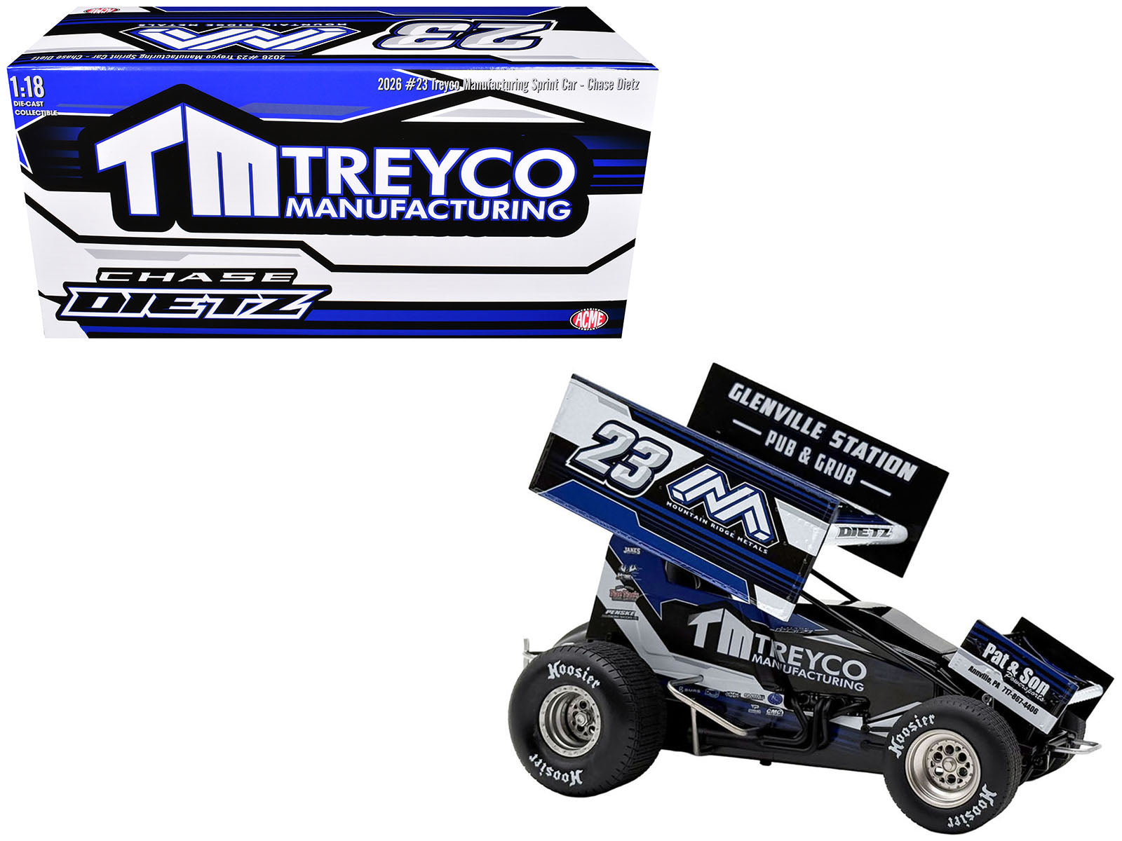 Winged Sprint Car #23 Chase Dietz "Treyco Manufacturing - Mountain Ridge Metals" (2026) 1/18 Diecast Model Car by ACME