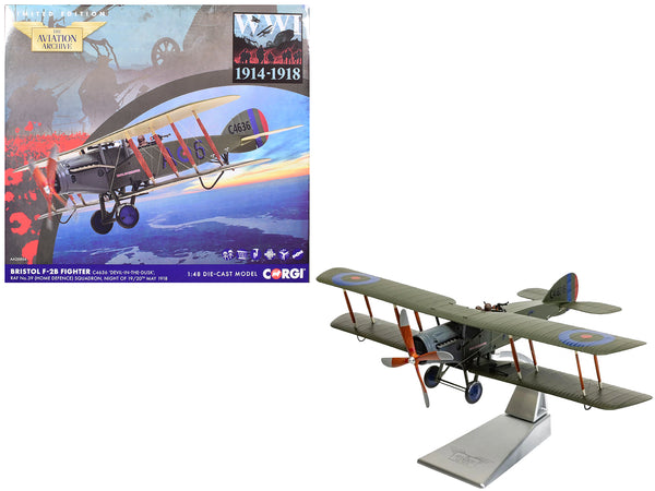 Bristol F-2B Fighter Aircraft "C4636 Devil-in-the-Dusk No. 39 Squadron" (1918) Royal Flying Corps "The Aviation Archive" Series 1/48 Diecast Model by Corgi