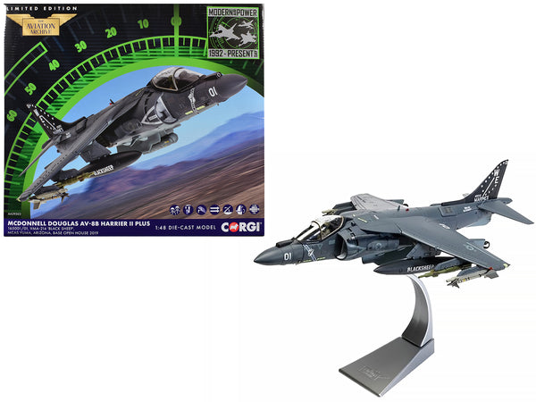 McDonnell Douglas AV-8B Harrier II Plus Aircraft "165001/01 VMA-214 Black Sheep MCAS Yuma" (2019) United States Marine Corps "The Aviation Archive" Series 1/48 Diecast Model by Corgi