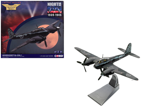 Messerschmitt Me 410A-1 Aircraft "U5+FE Lt. Rudolf Abrahamczik 14./KG.2 Laon-Athies Airfield France" (1943) German Luftwaffe "The Aviation Archive" Series 1/72 Diecast Model Car by Corgi