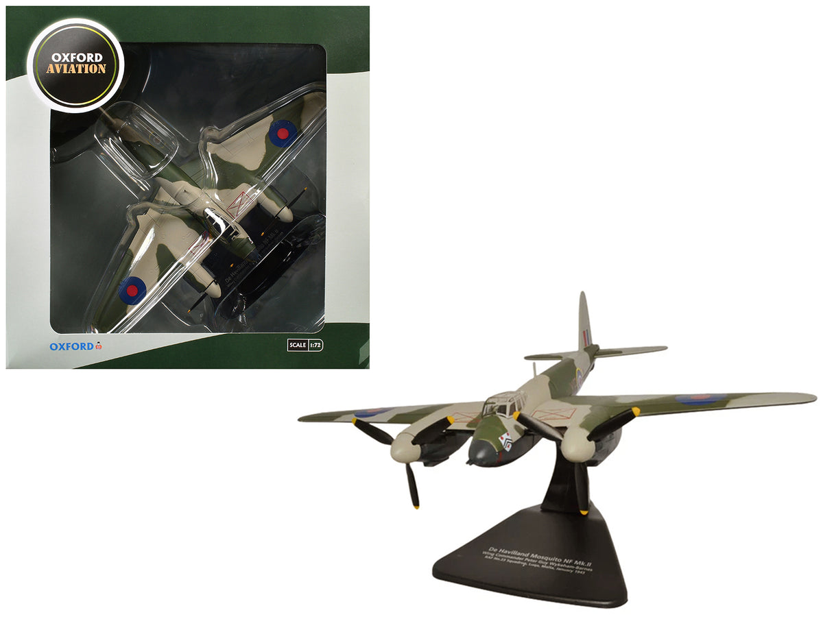 De Havilland Mosquito NF MKII Aircraft "Wing Commander Peter G. Wykeham-Barnes No. 23 Squadron Luqa Malta" (1943) Royal Air Force "Oxford Aviation" Series 1/72 Diecast Model Airplane by Oxford Diecast