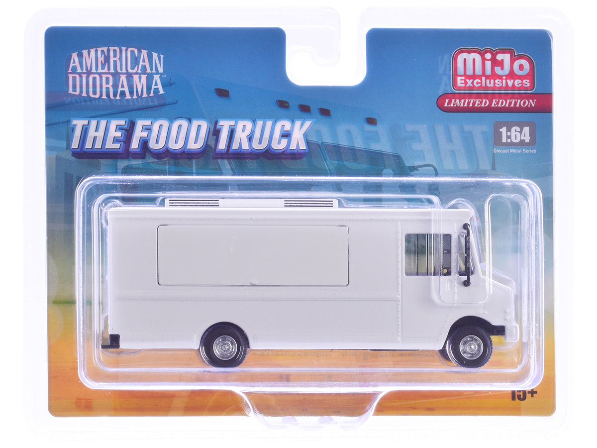 Food Truck Plain White with Graphics 1/64 Diecast Model by American Diorama