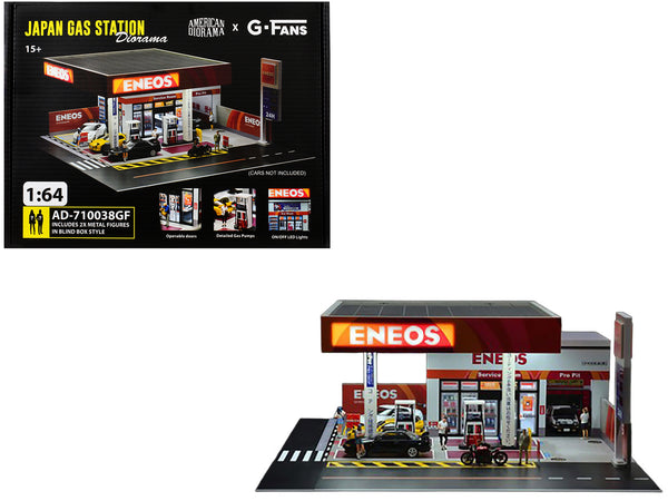Eneos Japan Gas Station Diorama Set "American Diorama X G-Fans" Series for 1/64 Scale Models by American Diorama