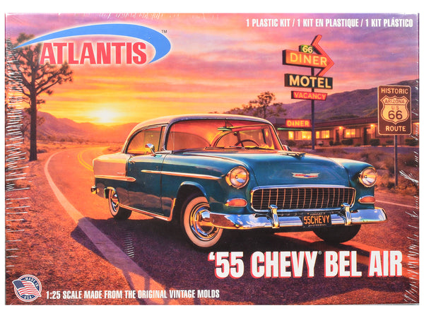 Skill 3 Model Kit 1955 Chevrolet Bel Air Hardtop "Route 66" 1/25 Scale Model by Atlantis
