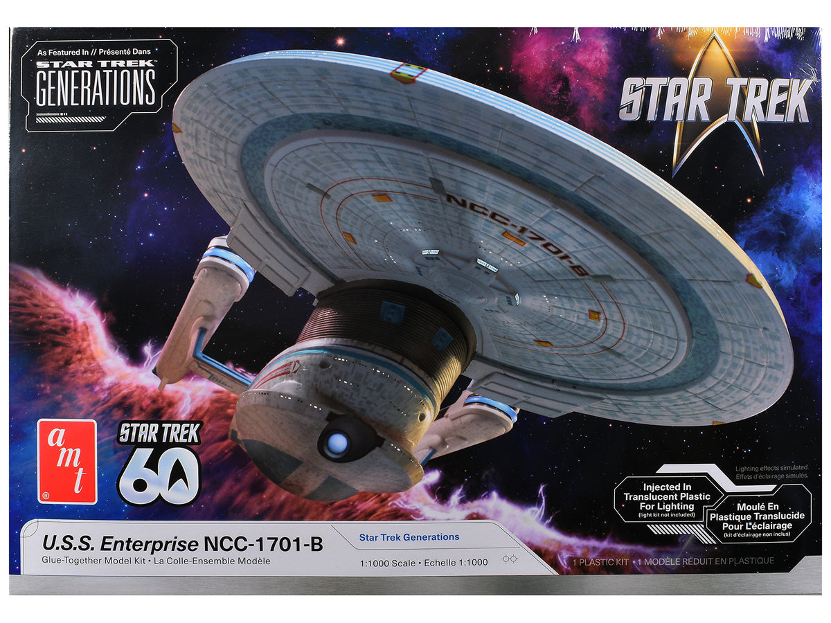 Skill 2 Model Kit U.S.S. Enterprise NCC-1701-B Space Ship "Star Trek Generations" (1994) Movie 1/1000 Model Kit by AMT
