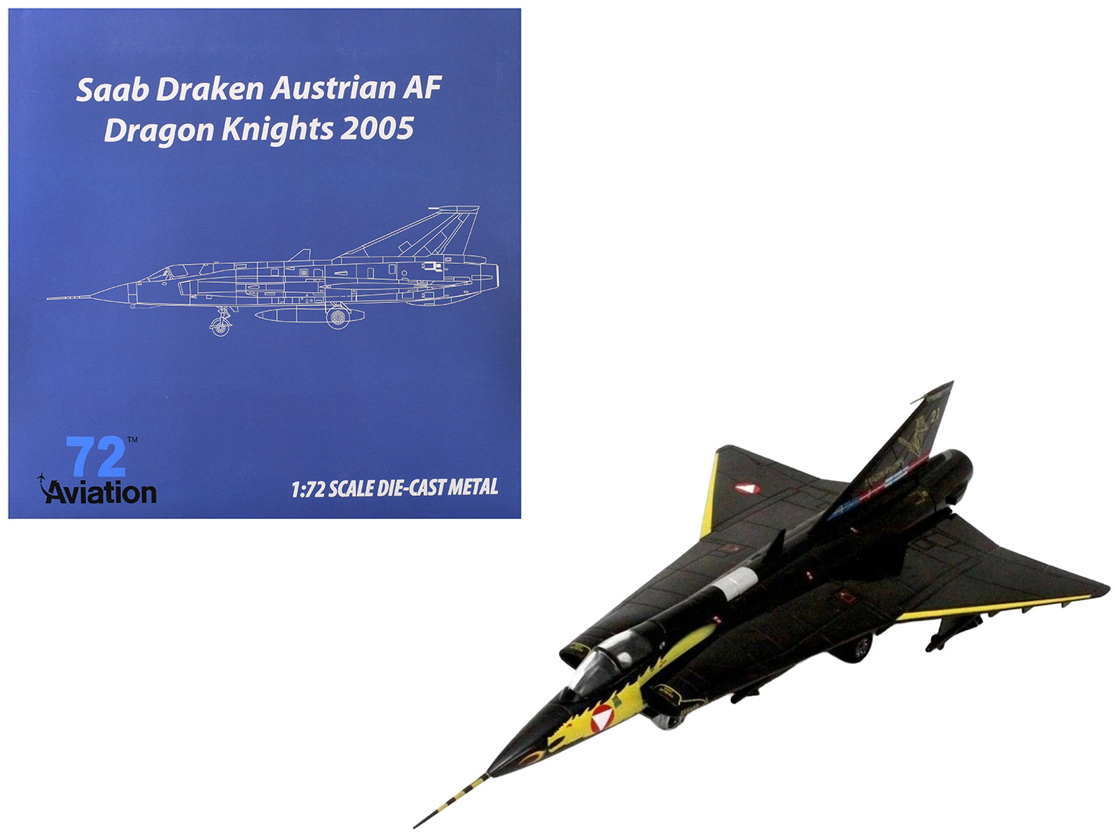 Saab Draken Fighter Aircraft "21 Draken 45th Anniversary Dragon Knights Retirement Livery" (2005) Austrian Air Force 1/72 Diecast Model Airplane by Aviation 72