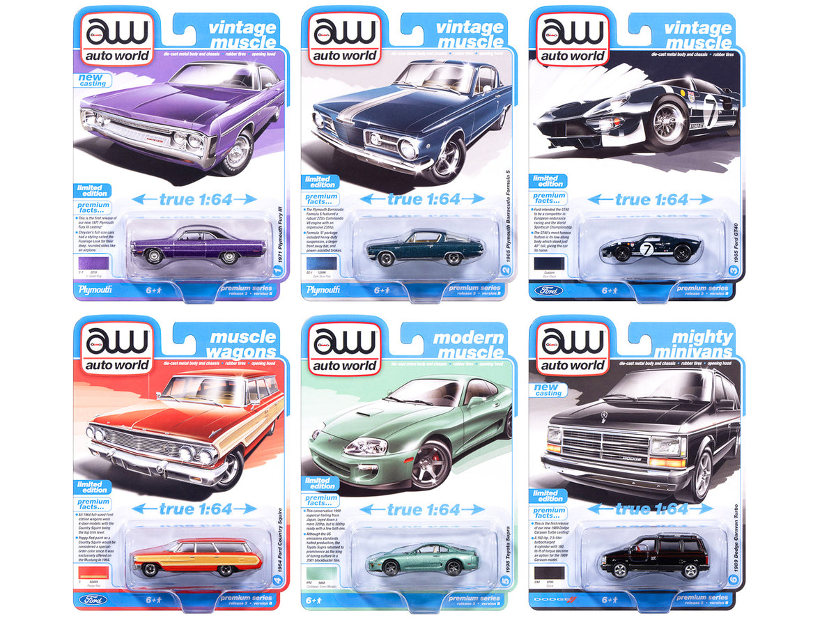 Auto World Premium 2025 Release 3 Set B of 6 pieces 1/64 Diecast Model Cars by Auto World