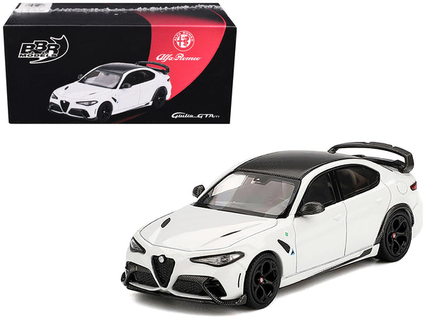 Alfa Romeo Giulia GTAm White with Carbon Top 1/64 Diecast Model Car by BBR
