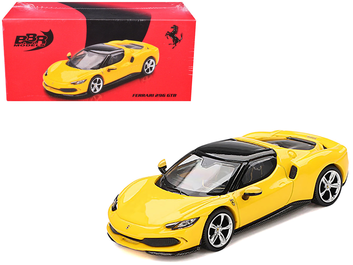 Ferrari 296 GTB Giallo Modena Yellow with Black Top 1/64 Diecast Model Car by BBR