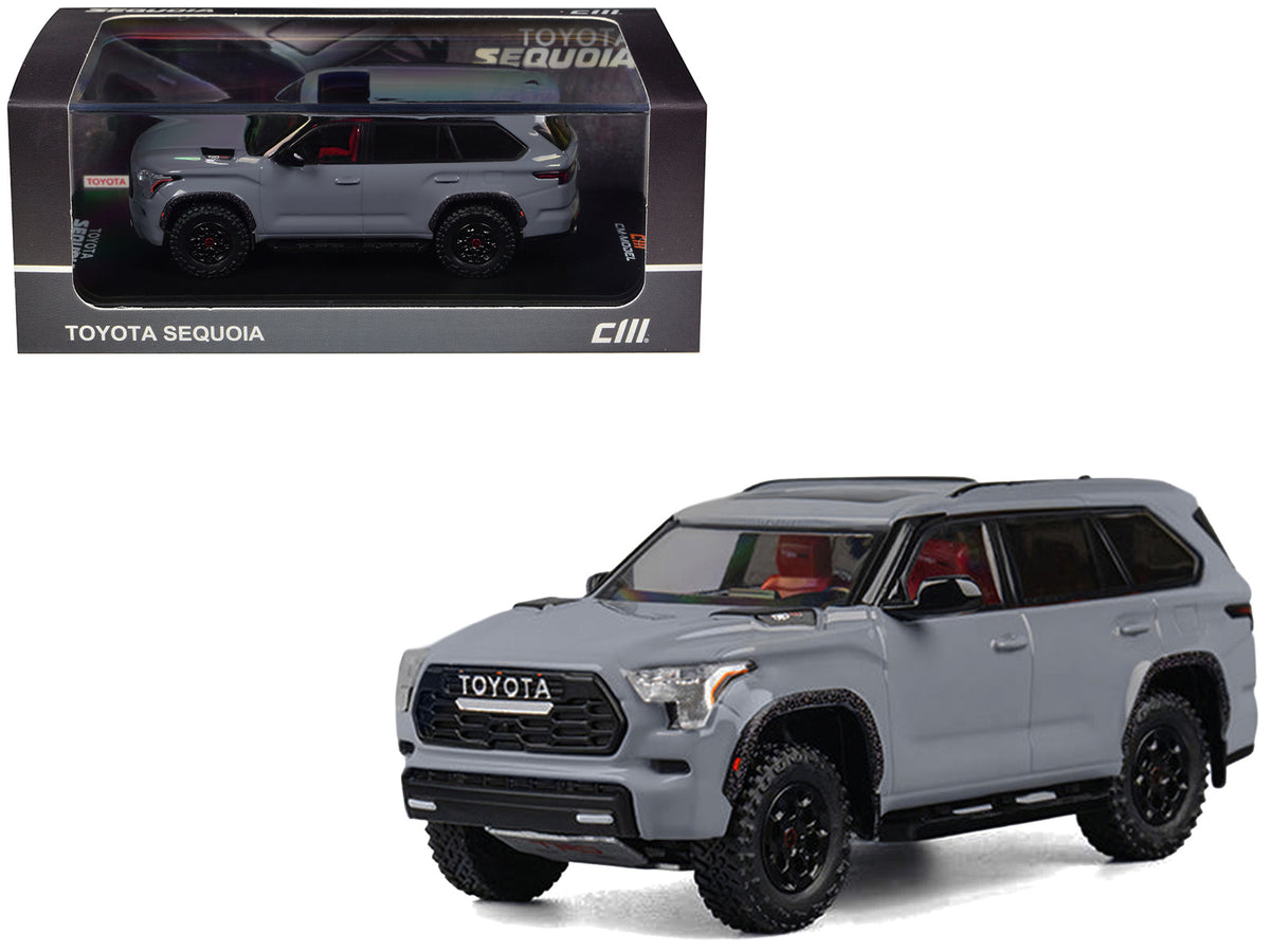 2024 Toyota Sequoia Cement Gray with Red Interior 1/64 Diecast Model Car by CM Models