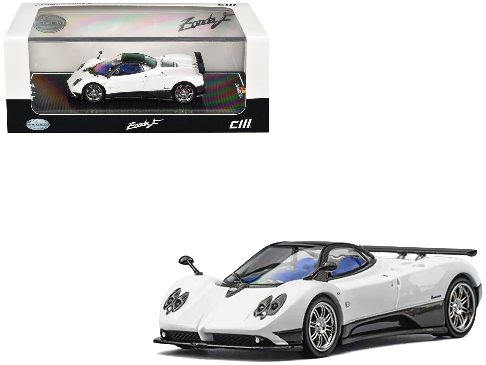 Pagani Zonda F Pearl White with Black Top 1/64 Diecast Model Car by CM Model