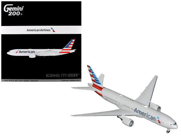 Boeing 777-200ER Commercial Aircraft "American Airlines" (N788AN) Silver with Striped Tail "Gemini 200" 1/200 Diecast Model Airplane by GeminiJets