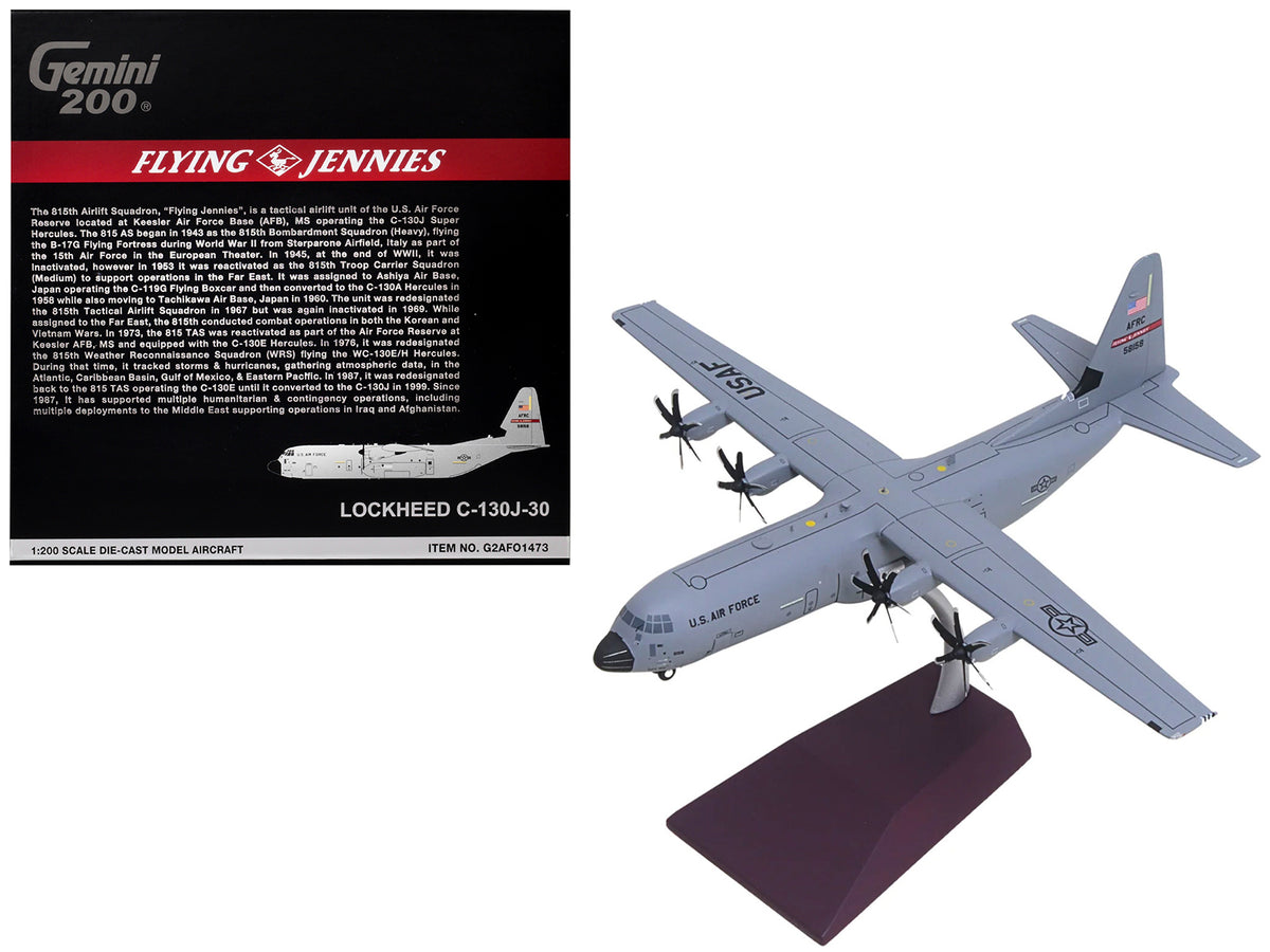 Lockheed C-130J-30 Super Hercules Transport Aircraft "05-8158 Flying Jennies 815th Airlift Squadron Keesler Air Force Base" United States Air Force "Gemini 200" Series 1/200 Diecast Model by GeminiJets