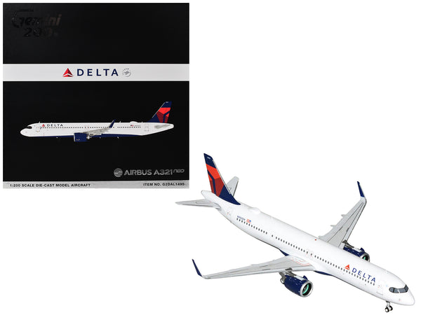 Airbus A321neo Commercial Aircraft "Delta Air Lines" (N502DX) White with Blue and Red Tail "Gemini 200" 1/200 Diecast Model Airplane by GeminiJets