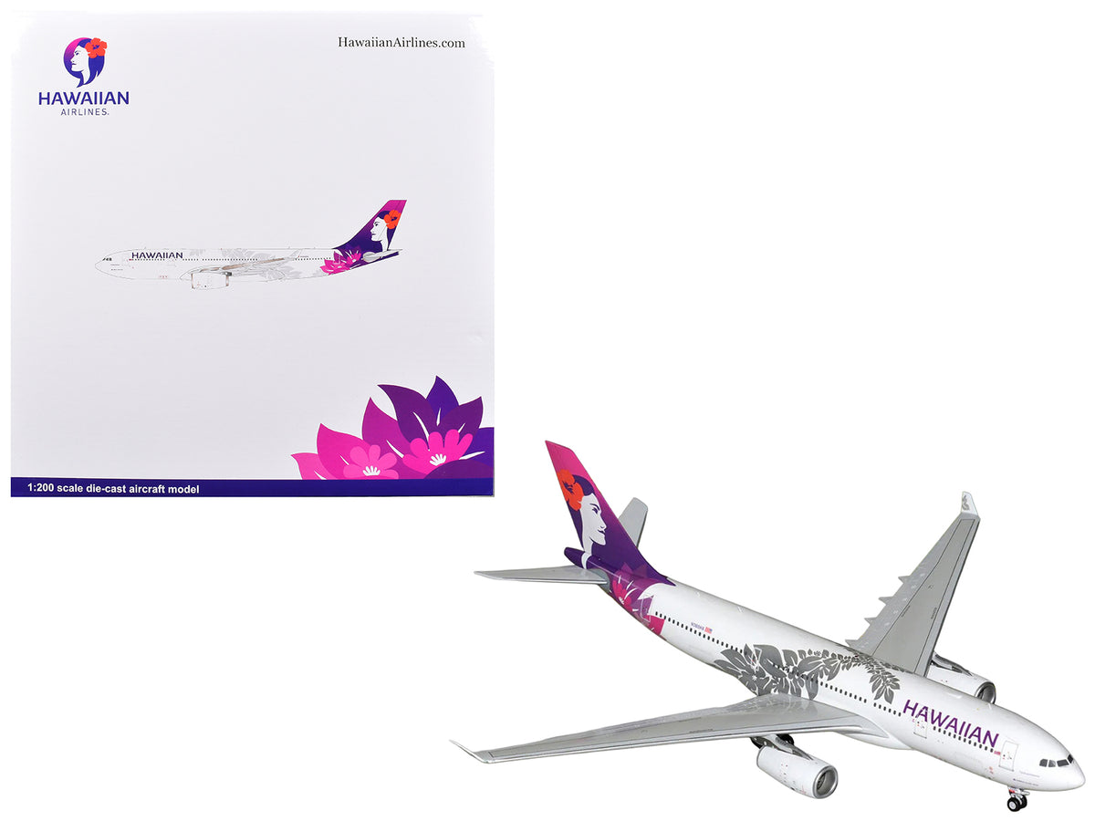 Airbus A330-200 Commercial Aircraft "Hawaiian Airlines" (N360HA) White with Purple Tail Graphics "Gemini 200" Series 1/200 Diecast Model Airplane by GeminiJets