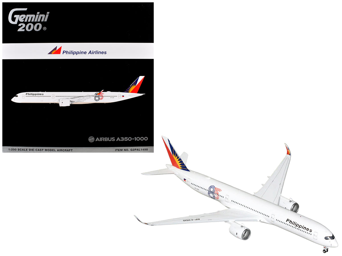 Airbus A350-1000 Commercial Aircraft "Philippine Airlines" (RP-C3510) White with Tail Graphics "Gemini 200" 1/200 Diecast Model Airplane by GeminiJets