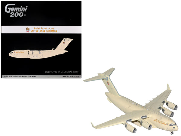 Boeing C-17 Globemaster III Transport Aircraft "United Arab Emirates Air Force" (1228) Beige "Gemini 200" 1/200 Diecast Model Airplane by GeminiJets