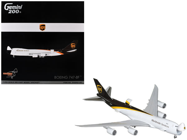 Boeing 747-8F Commercial Aircraft "UPS Worldwide Services" (N607UP) White with Brown Tail "Gemini 200 - Interactive Series" Series 1/200 Diecast Model by GeminiJets