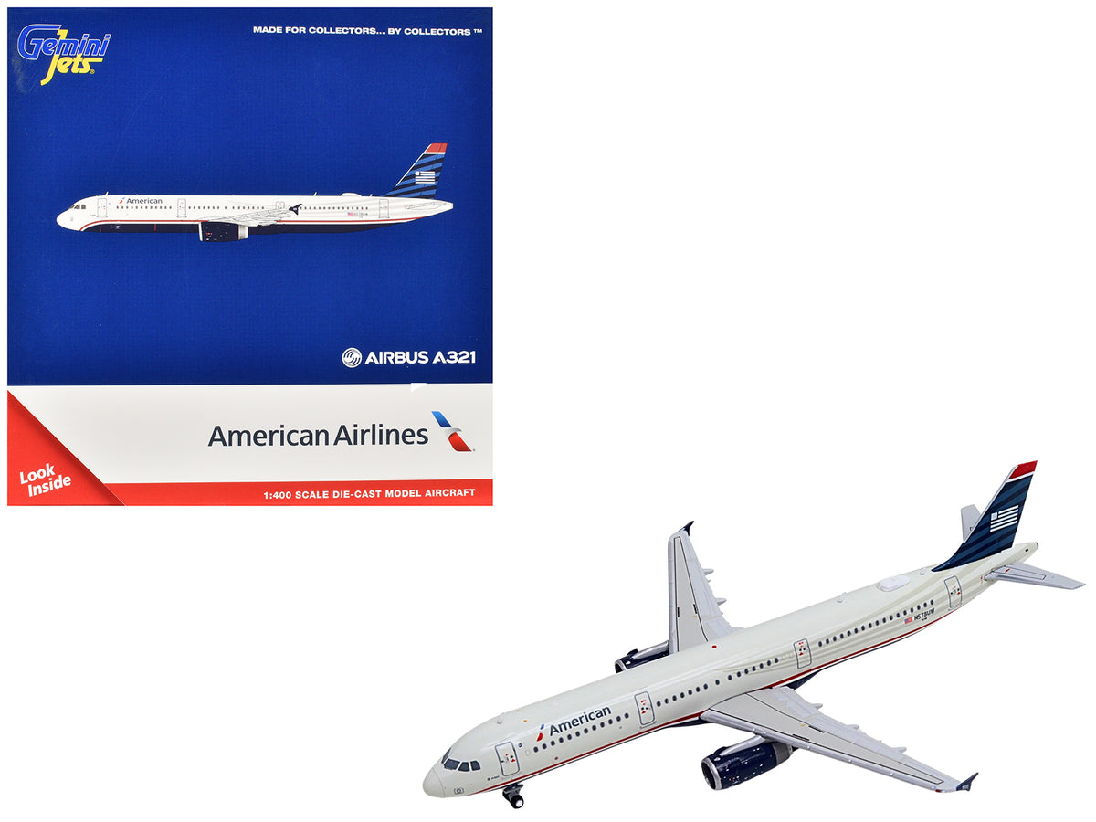 Airbus A321 Commercial Aircraft "American Airlines - US Airways Heritage Jet" (N578UW) White with Blue Tail 1/400 Diecast Model Airplane by GeminiJets