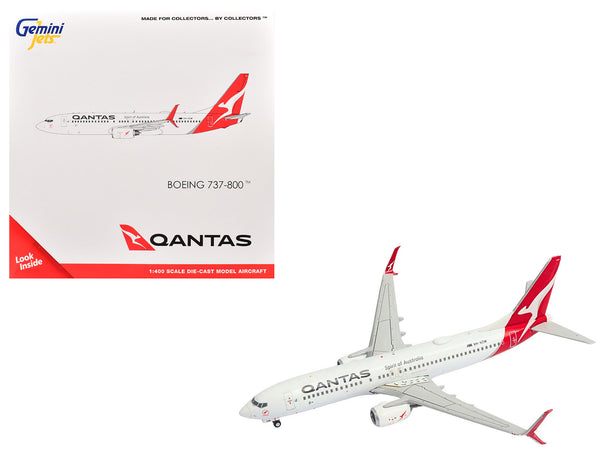 Boeing 737-800 Commercial Aircraft "Qantas Airways" (VH-VZW) White with Red Tail 1/400 Diecast Model Airplane by GeminiJets
