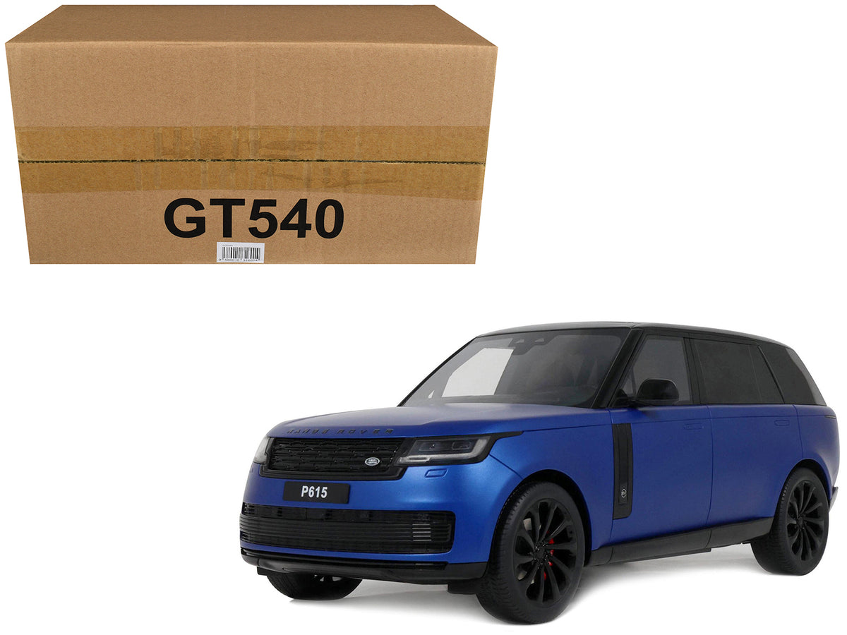 2024 Range Rover P615 SV Blue Metallic with Black Top 1/18 Model Car by GT Spirit