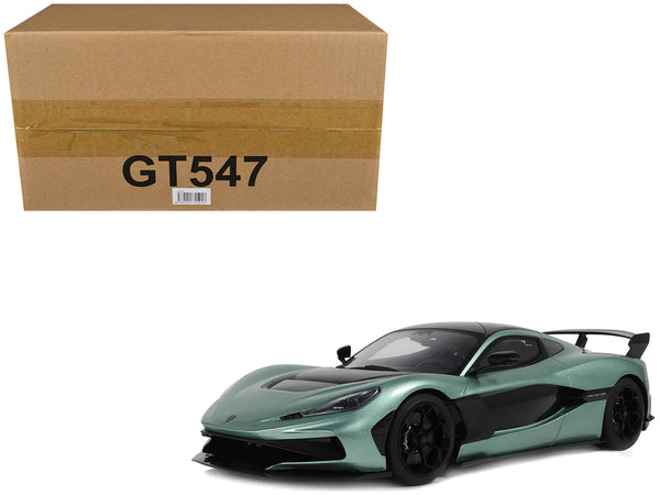 2024 Rimac Nevera R Green Metallic with Black Top 1/18 Model Car by GT Spirit