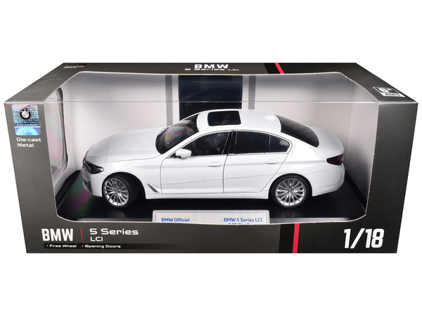 BMW 5 Series LCI White Metallic with Moonroof 1/18 Diecast Model Car by Heimanba