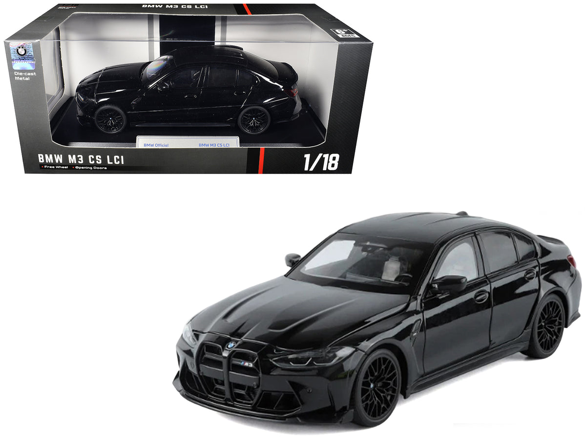 BMW M3 CS LCI Black Metallic with Matt Black Top 1/18 Diecast Model Car by Heimanba