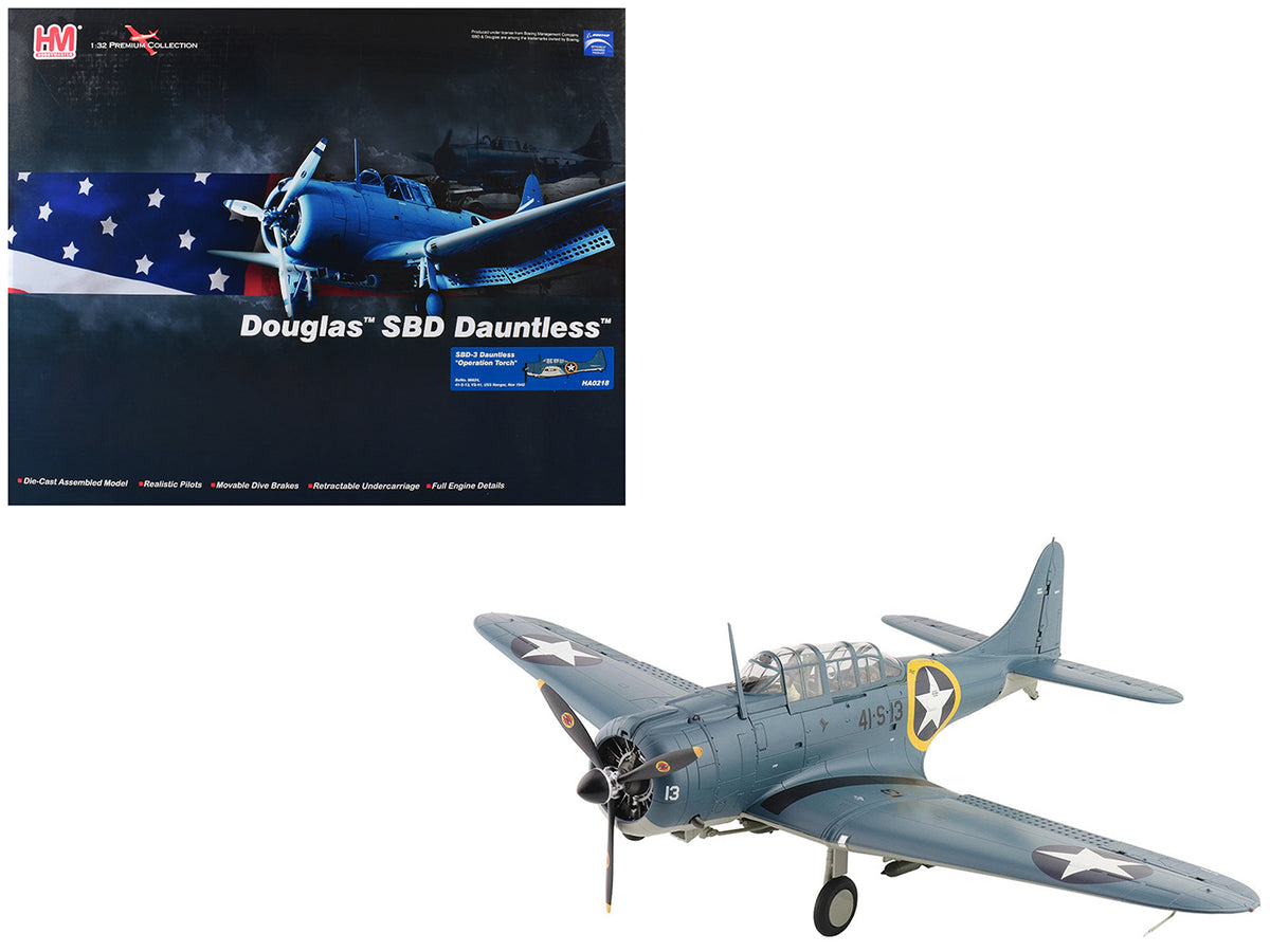 Douglas SBD-3 Dauntless Aircraft "06624 41-S-13 Operation Torch VS-41 USS Ranger" (1942) United States Navy "Premium Collection" 1/32 Diecast Model by Hobby Master