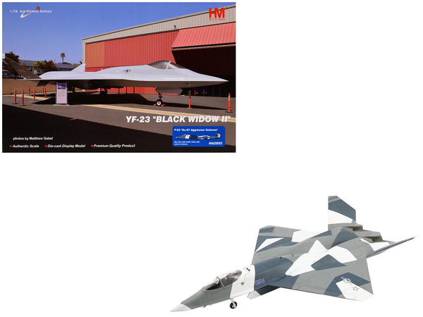 Northrop F-23 Black Widow II Stealth Fighter Aircraft Blue 054 Su-57 Aggressor What If Scheme 65th AGRS Nellis AFB United States Air Force Air Power Series 1/72 Diecast Model by Hobby Master