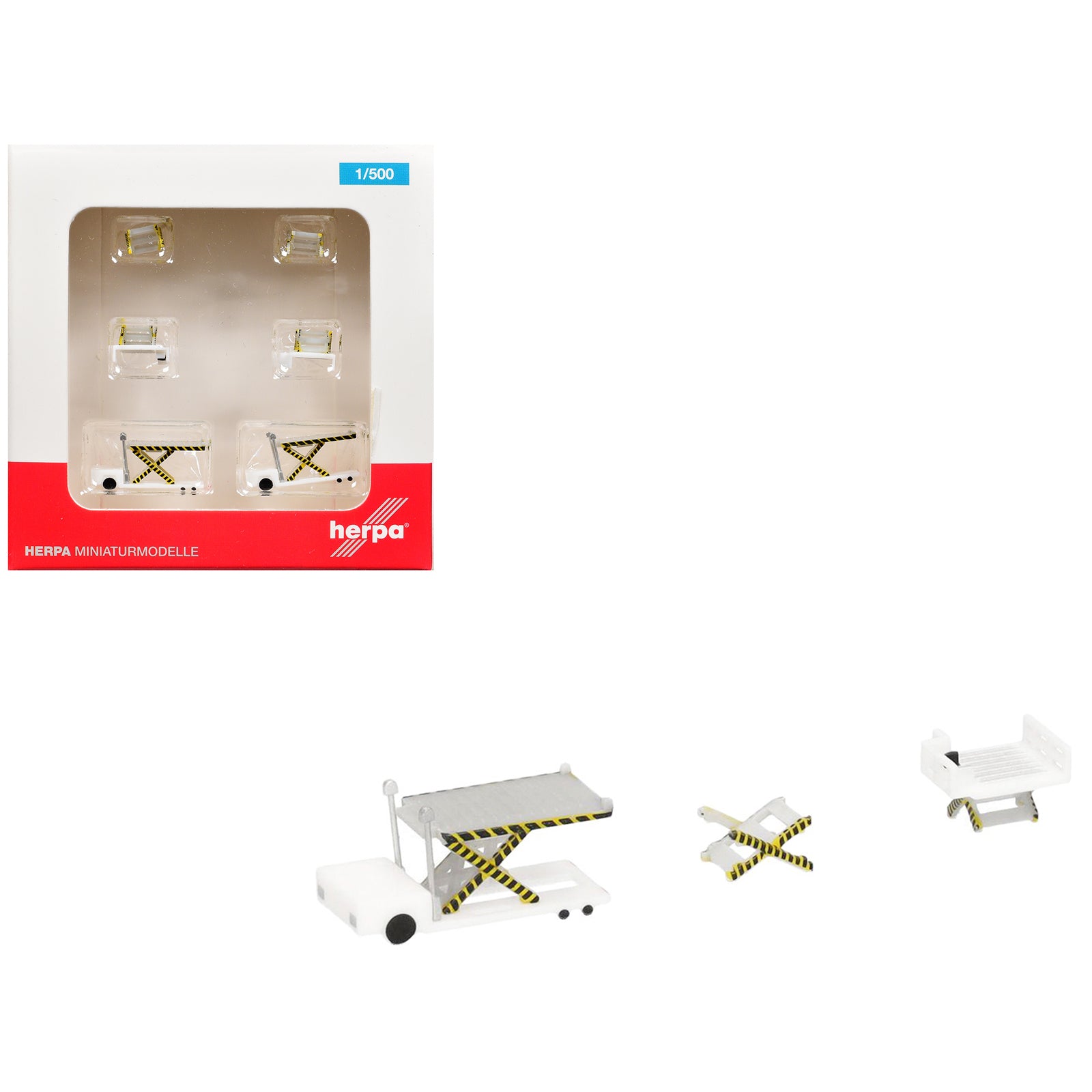 Container Loader 2 Vehicle Set White 1/500 Diecast Model by Herpa