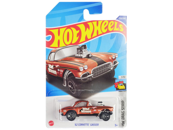 1962 Chevrolet Corvette Gasser "Mad Mouse" Copper Metallic with Black Stripes "HW Drag Strip" Series Diecast Model Car by Hot Wheels