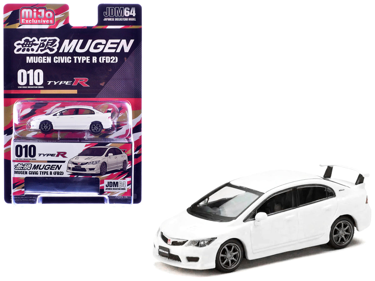 Honda Mugen Civic Type R (FD2) RHD (Right Hand Drive) Championship White "JDM64" Series 1/64 Diecast Model Car by Hobby Japan